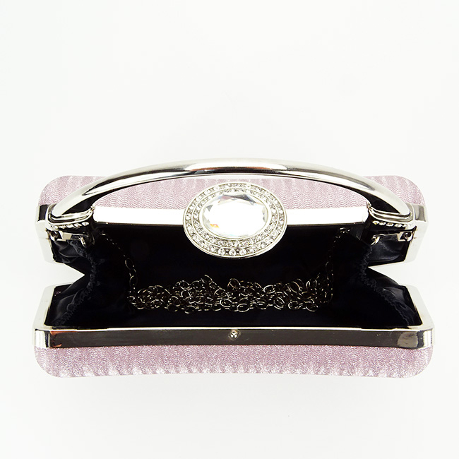 Geanta clutch roz cu cristale si sclipici B-55461 06 Roz