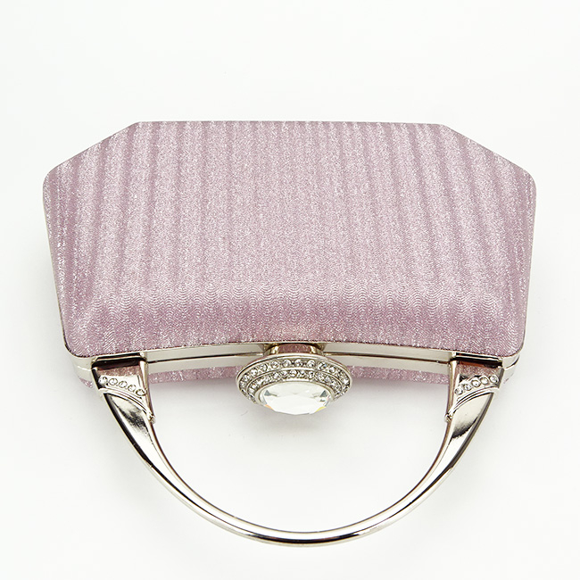 Geanta clutch roz cu cristale si sclipici B-55461 06 Roz