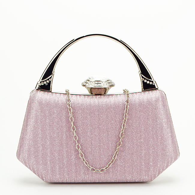 Geanta clutch roz cu cristale si sclipici B-55461 06 Roz