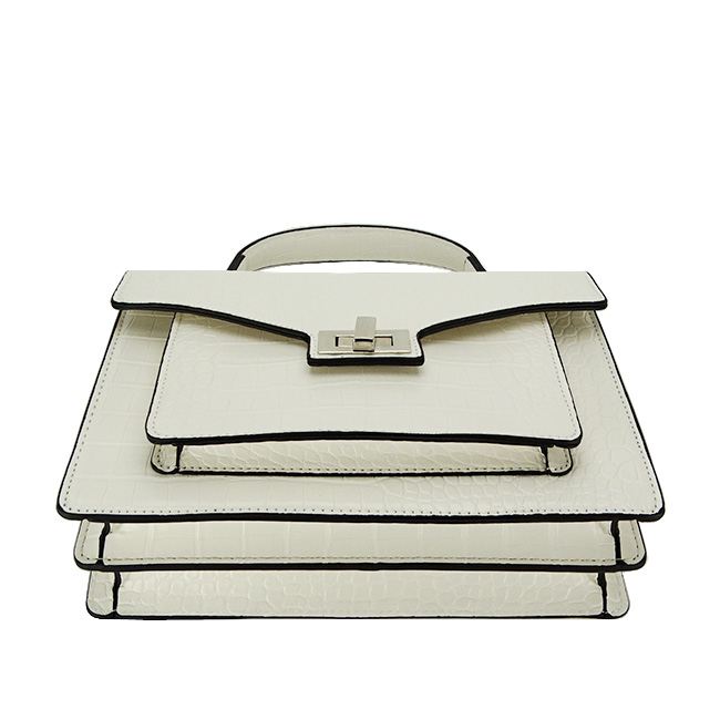 Geanta dama cu imprimeu B-X2593 14 Alb laptos Alb