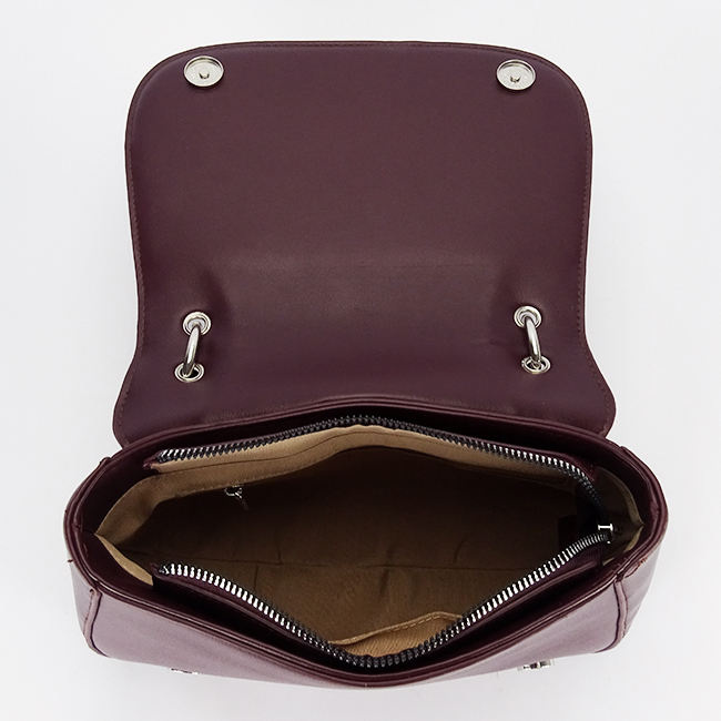 Geanta eleganta bordo cu insertie textila bej B-DHJ943-2 17 [8]