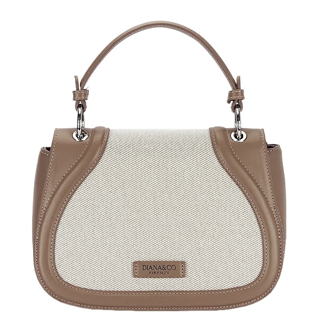 Geanta eleganta maro taupe cu insertie textila bej B-DHJ943-2 17 [2]