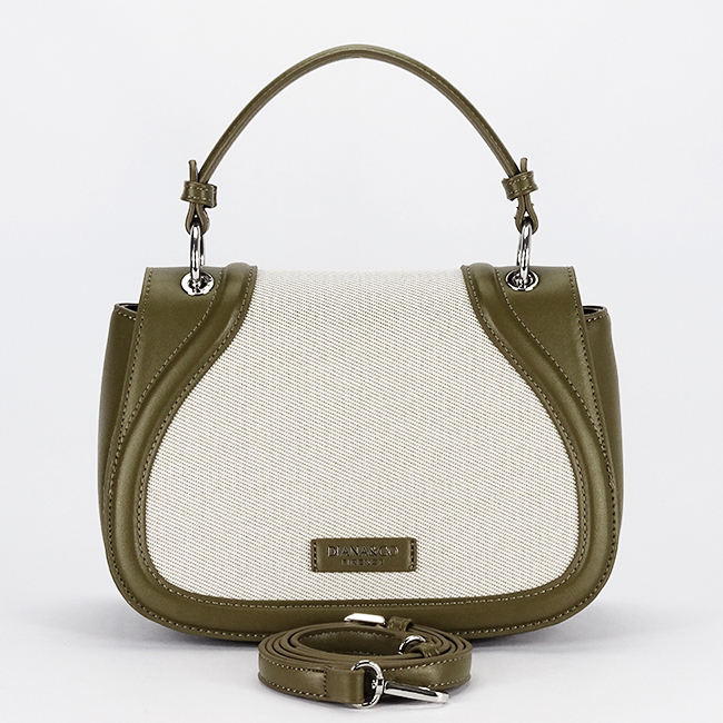 Geanta eleganta verde maslina cu insertie textila bej B-DHJ943-2 17 [5]