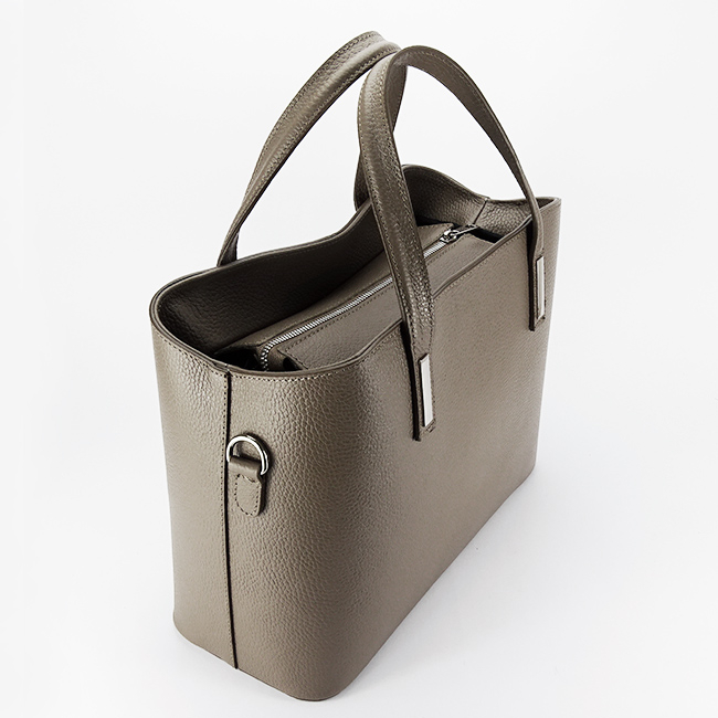 Geanta maxi din piele naturala B-8922 130, Taupe Maro taupe