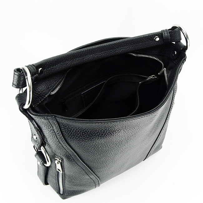 Geanta dama casual din piele naturala B-8931 124 Negru Negru