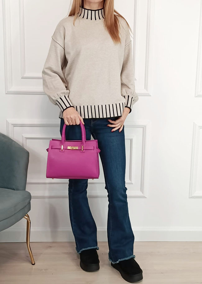 Fukszia valódi bőr közepes táska 1727 122 [1]