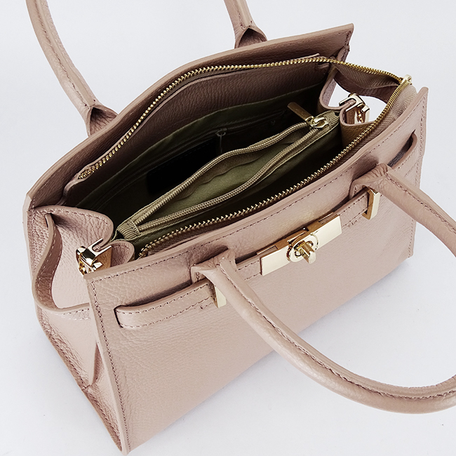 Világos rózsaszín valódi bőr közepes táska 1727 122 [8]