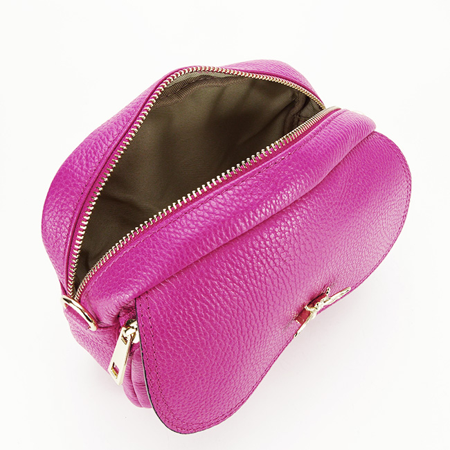 Geanta dama din piele naturala cu brosa B-1530 120 Fucsia Fucsia
