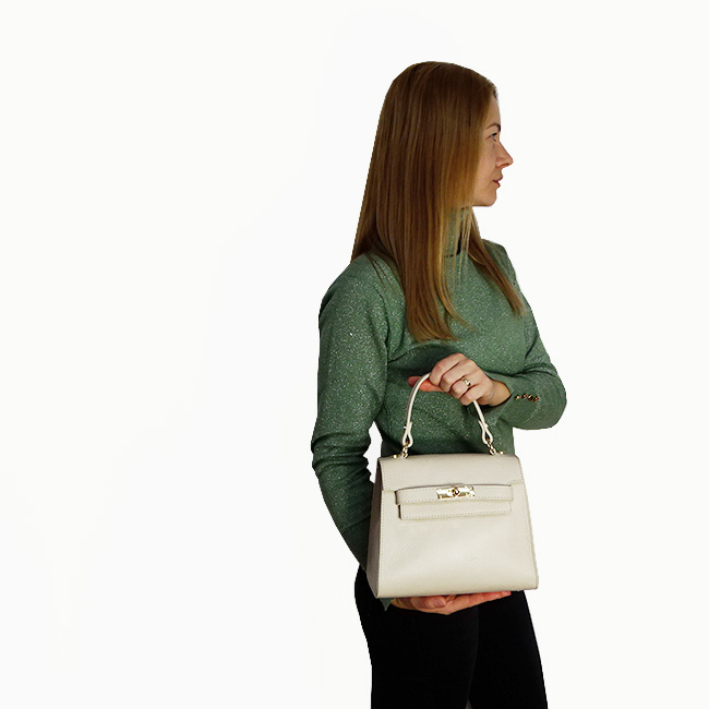 Krémszínű valódi bőr táska 8949 121 [8]