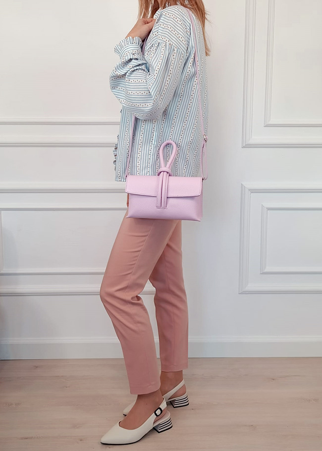 Világosrózsaszín valódi bőr kistáska 1732 123 [1]