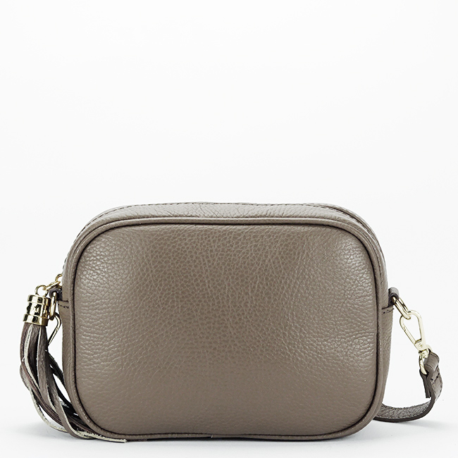 Geanta din piele naturala mica cu accesoriu B-8957 124, Taupe Maro taupe