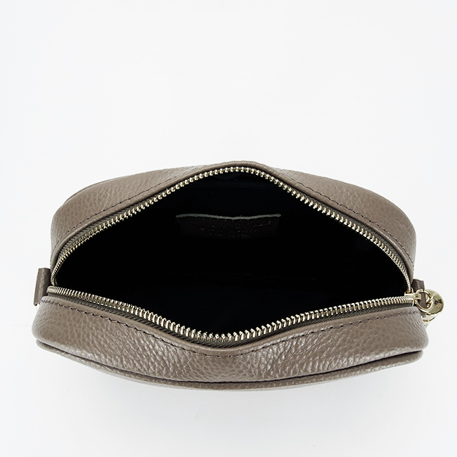 Geanta din piele naturala mica cu accesoriu B-8957 124, Taupe Maro taupe
