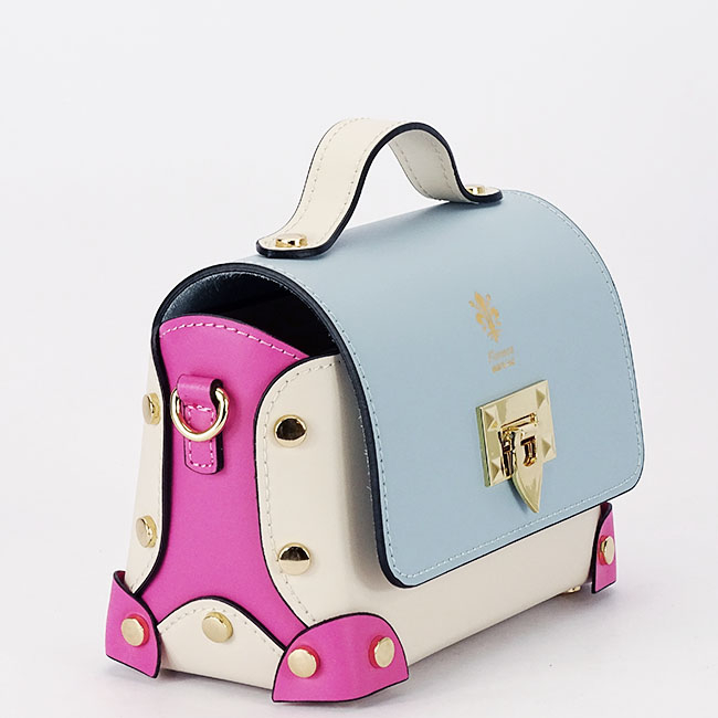 Többszínű táska valódi bőrből 1616 131 Kék [3]