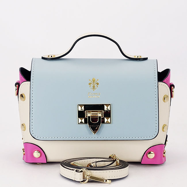 Többszínű táska valódi bőrből 1616 131 Kék [5]