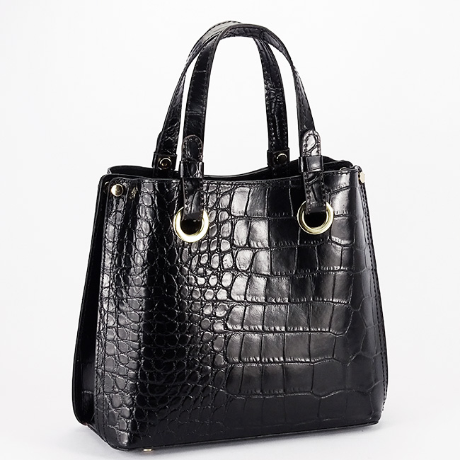 Fekete valódi bőrtáska hüllőmintával 8916 129 [3]