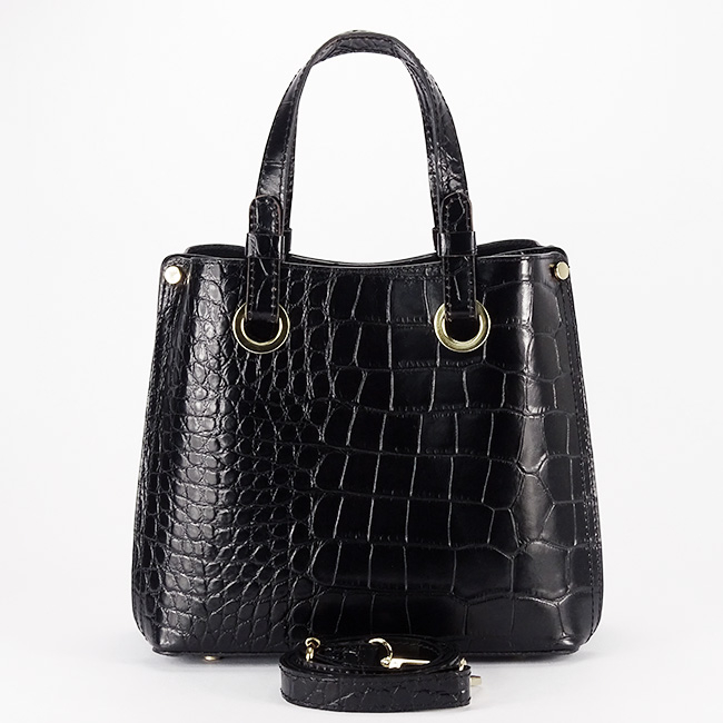 Fekete valódi bőrtáska hüllőmintával 8916 129 [6]