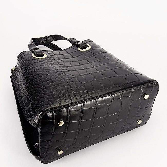 Fekete valódi bőrtáska hüllőmintával 8916 129 [7]