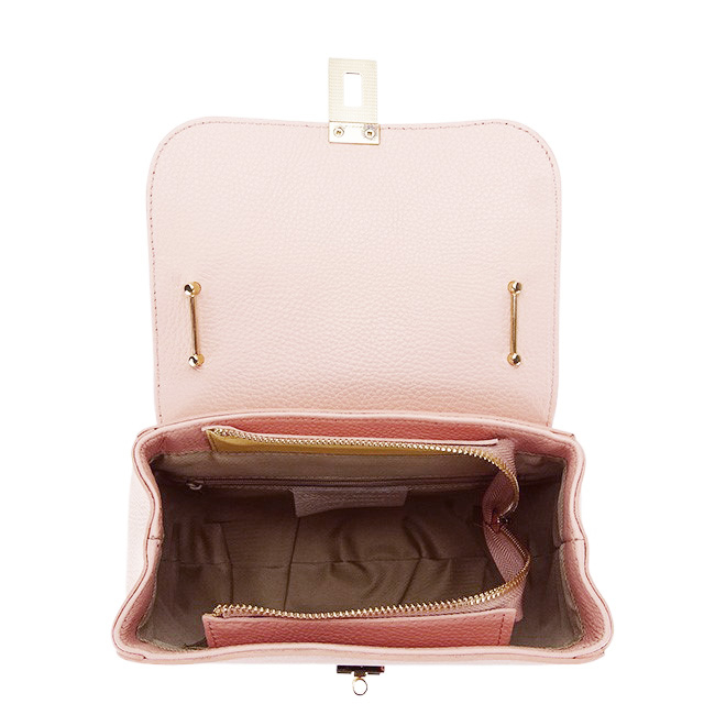 Geanta din piele naturala roz pale B-8946 120 Roz