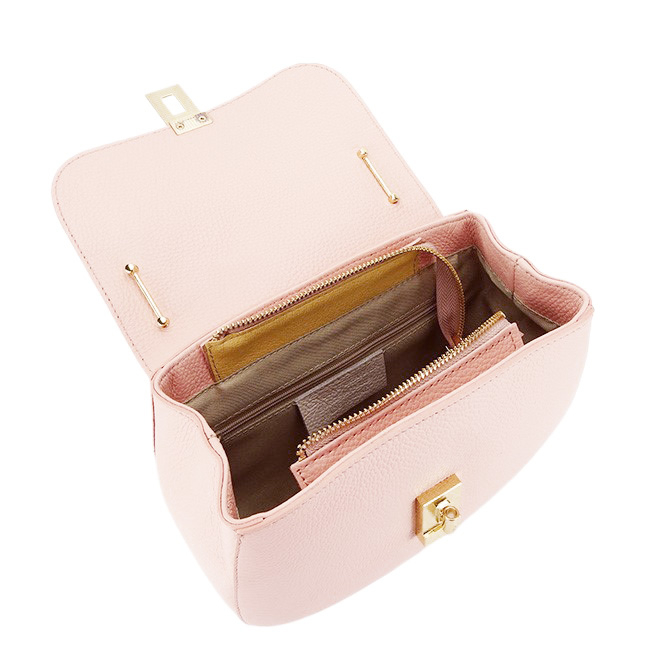 Geanta din piele naturala roz pale B-8946 120 Roz