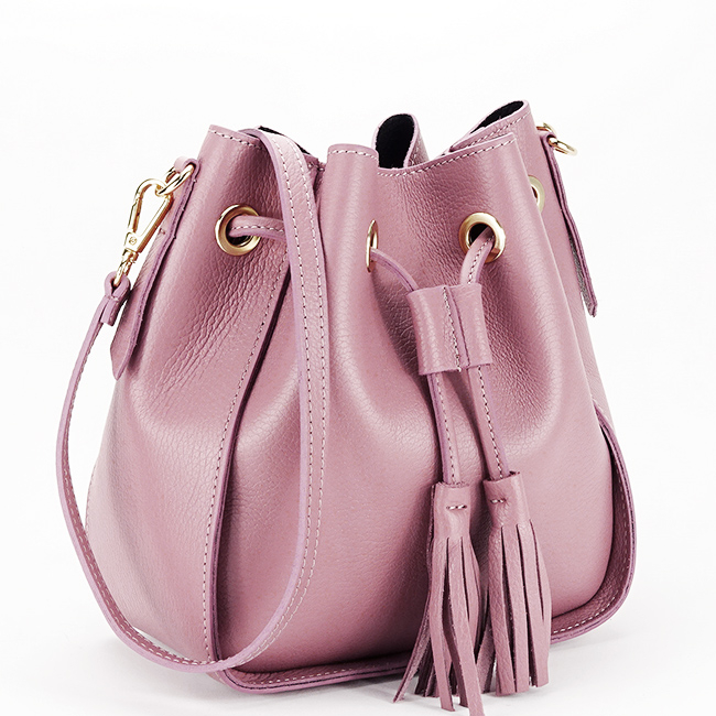 Geanta din piele naturala tip sac  B-1110 125, Roz plamaniu Plamaniu