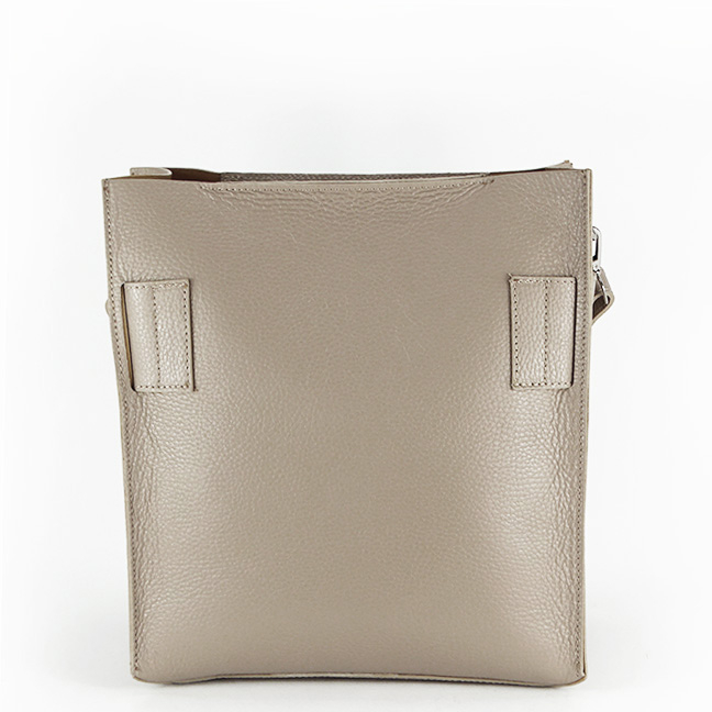 Geanta din piele naturala cu catarama decorativa B-8929 124 Taupe Maro taupe