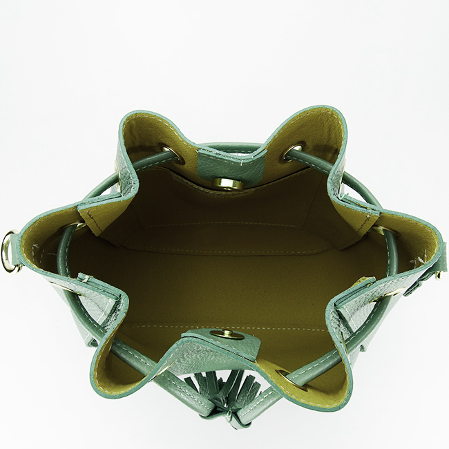 Geanta din piele naturala tip sac B-1110 125, Verde menta Verde