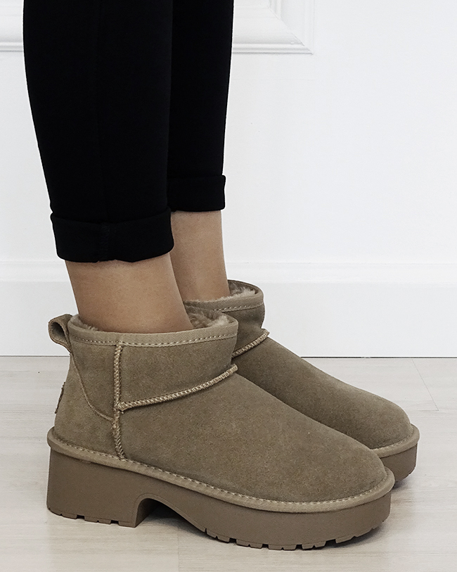 Ghete taupe cu platforma din piele naturala B-JB1999 116 [6]