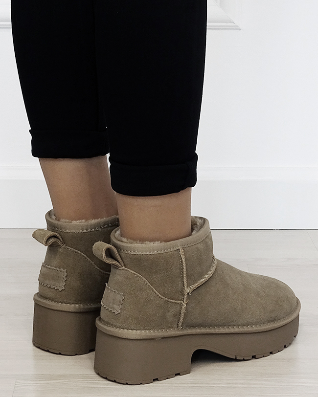 Ghete taupe cu platforma din piele naturala B-JB1999 116 [5]