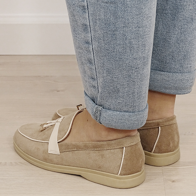 Mocasini bej de tip loafers B-1502 01 [2]