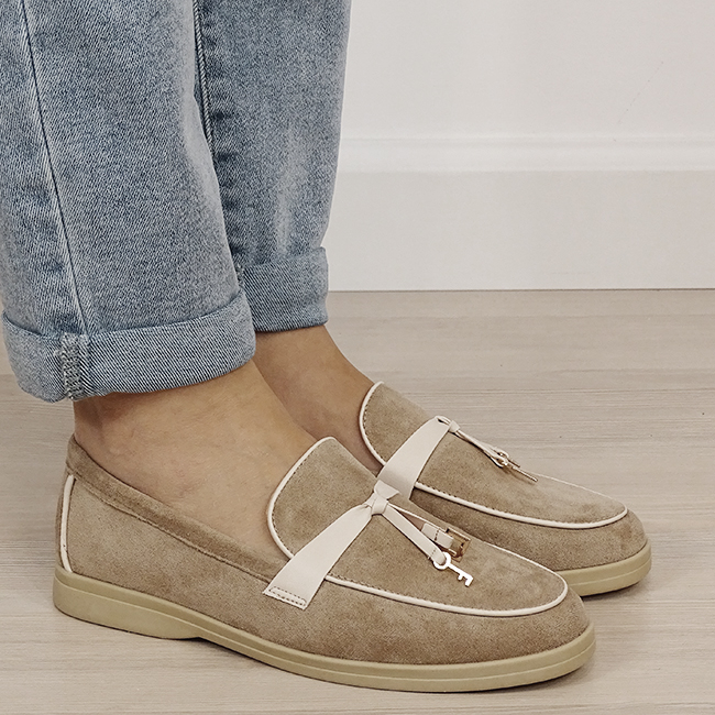 Mocasini bej de tip loafers B-1502 01 [5]