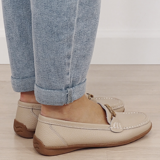 Mocasini bej de tip loafers din piele naturala B-0511 01 [4]