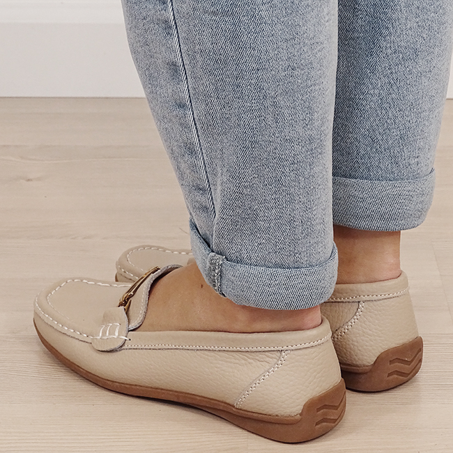 Mocasini bej de tip loafers din piele naturala B-0511 01 [2]