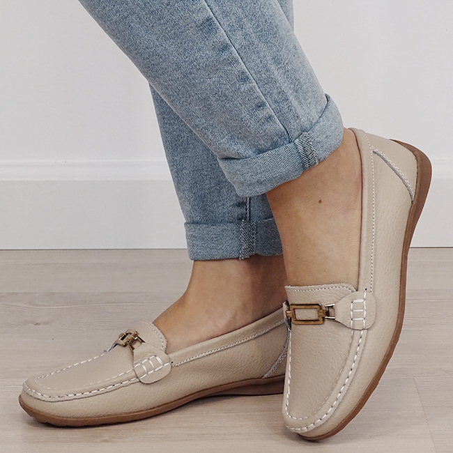 Mocasini bej de tip loafers din piele naturala B-0511 01 [1]