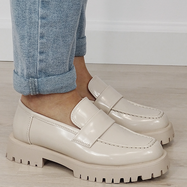 Mocasini bej lacuiti de tip loafers B-DMLM8302 01 [5]