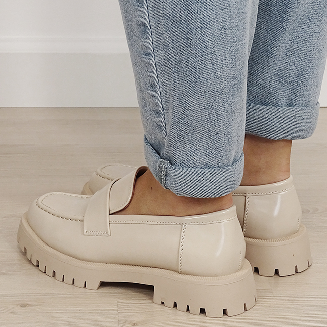 Mocasini bej lacuiti de tip loafers B-DMLM8302 01 [2]