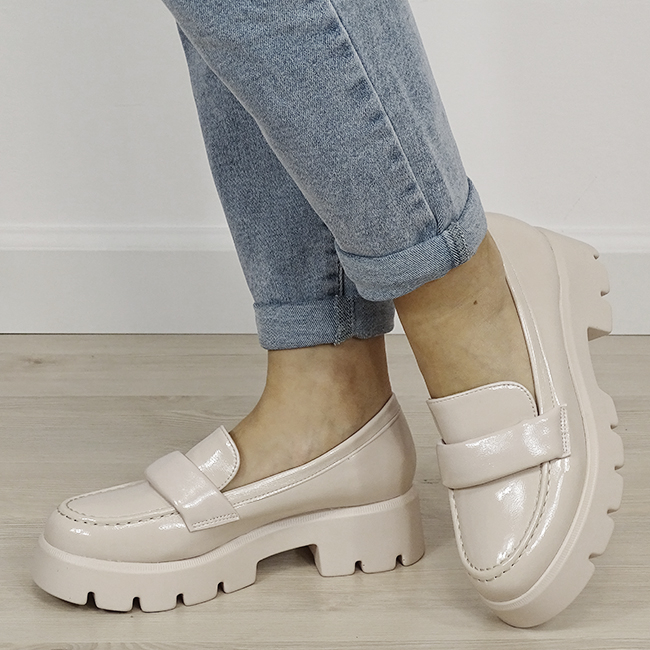 Mocasini bej lacuiti de tip loafers B-MO-6 01 [1]