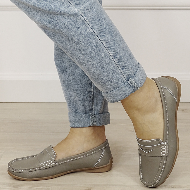 Mocasini gri din piele naturala B-5128 M4 [1]