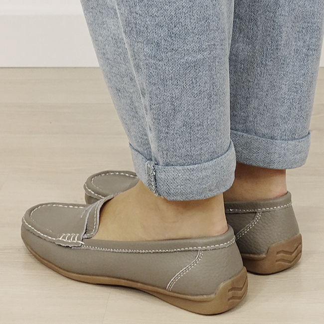 Mocasini gri din piele naturala B-5128 M4 [2]