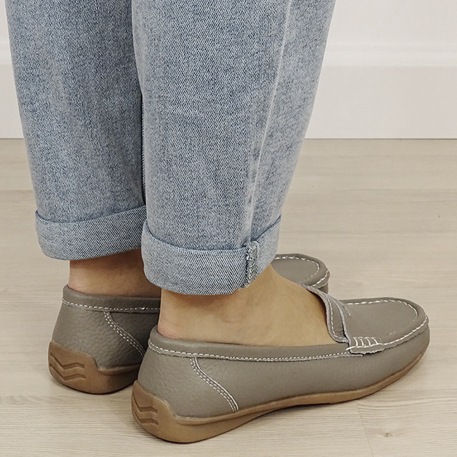 Mocasini gri din piele naturala B-5128 M4 [4]