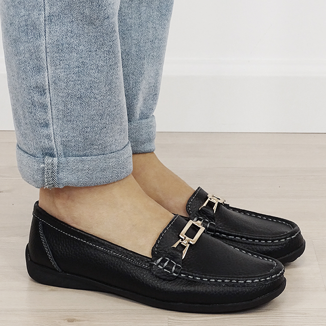 Mocasini negri de tip loafers din piele naturala B-0511 01 [5]