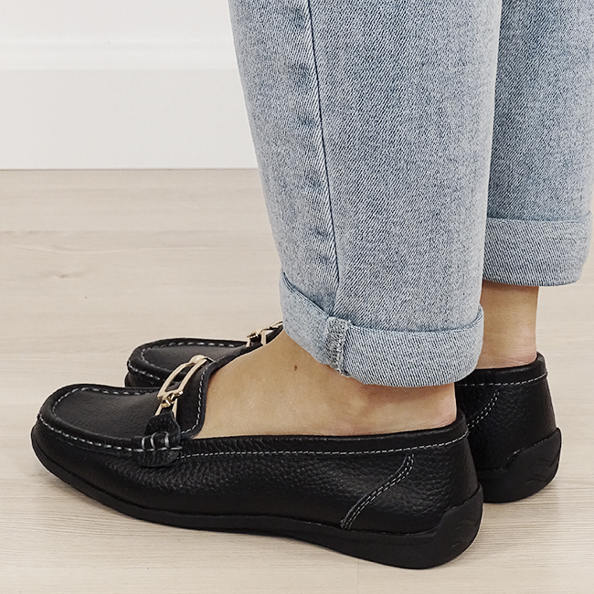 Mocasini negri de tip loafers din piele naturala B-0511 01 [2]