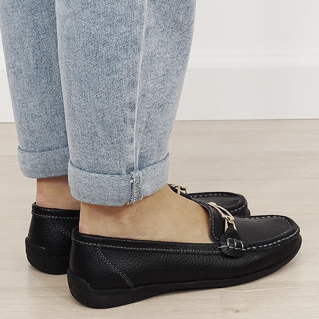 Mocasini negri de tip loafers din piele naturala B-0511 01 [4]