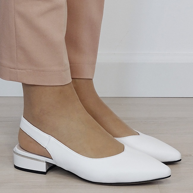 Pantofi albi decupati din piele naturala B-BY6943-2 03 [5]