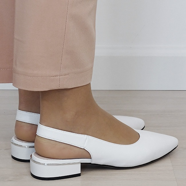 Pantofi albi decupati din piele naturala B-BY6943-2 03 [4]