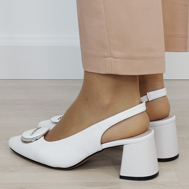 Pantofi albi eleganti din piele naturala B-BY6887-6 03 [2]