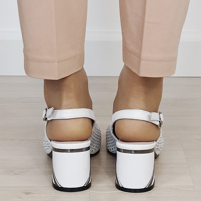 Pantofi albi perforati din piele naturala B-BY6885-2 02 [3]