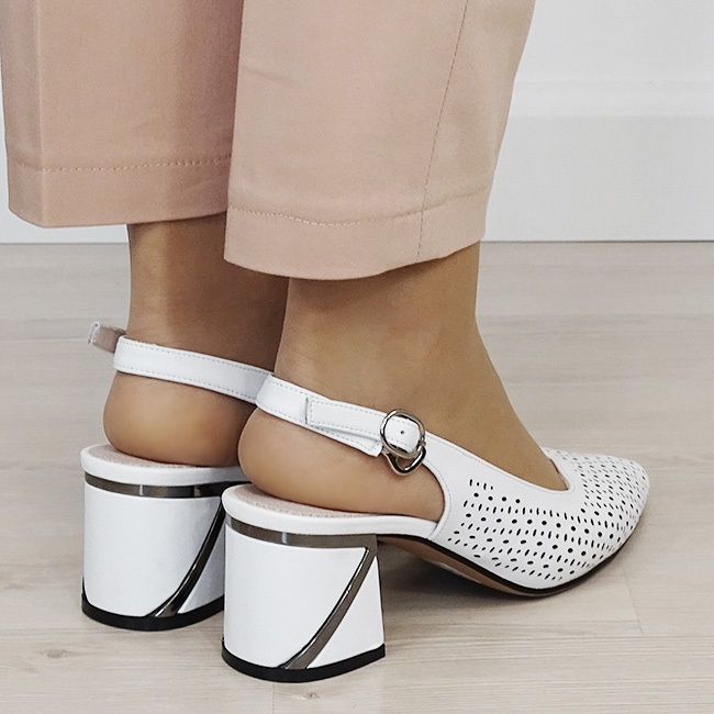 Pantofi albi perforati din piele naturala B-BY6885-2 02 [4]