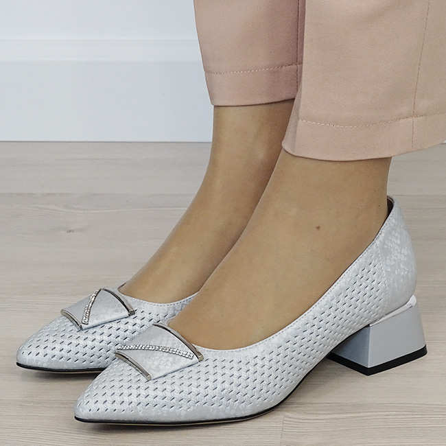 Pantofi argintii comozi din piele naturala B-BY6935-1 03 [1]