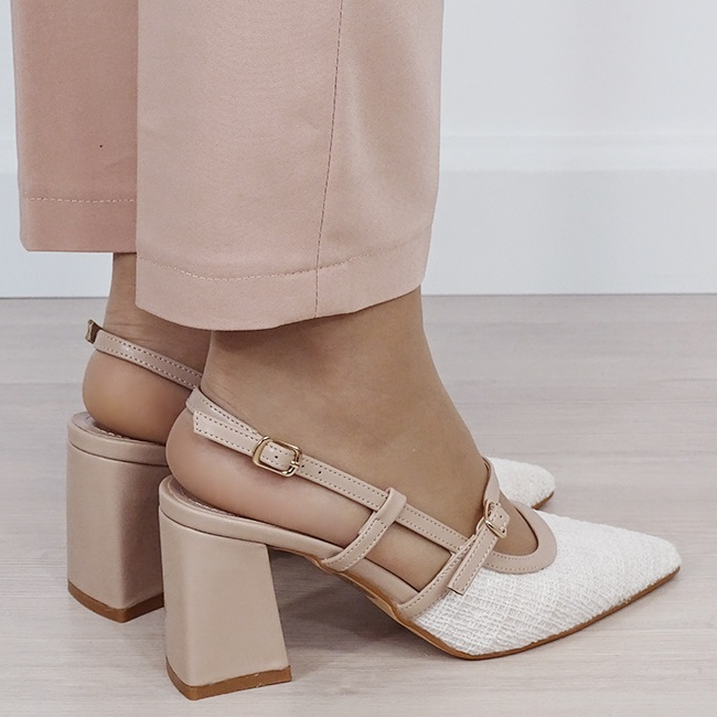 Pantofi bej cu model impletit B-H8-1095 01 [4]