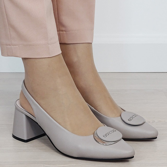 Pantofi gri eleganti din piele naturala B-BY6887-5 03 [5]